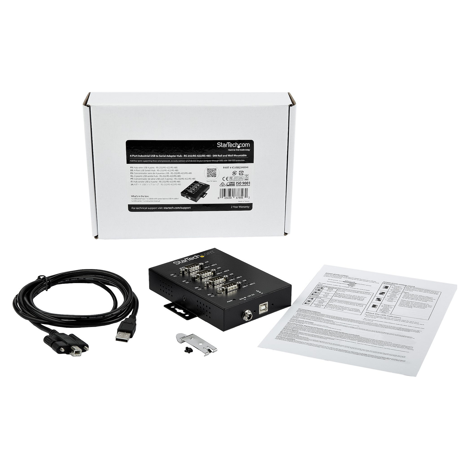 USB na serijski adapter STARTECH.COM ICUSB2348562 (4-portni, RS232/RS485/RS422, industrijski, DIN Rail)-8