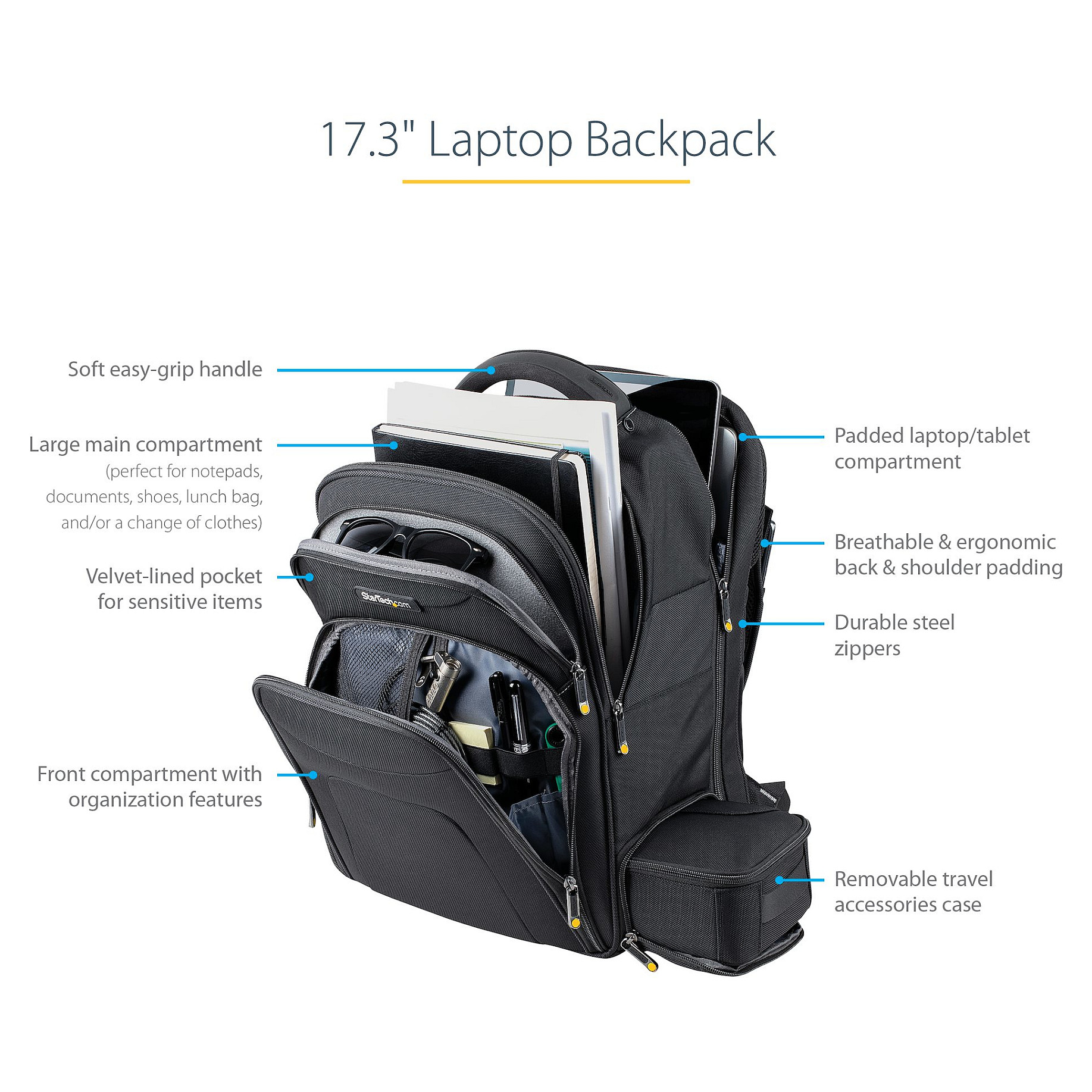Ruksak za prijenosno računalo STARTECH.COM 17.3" s odvojivim organizatorom dodataka-15