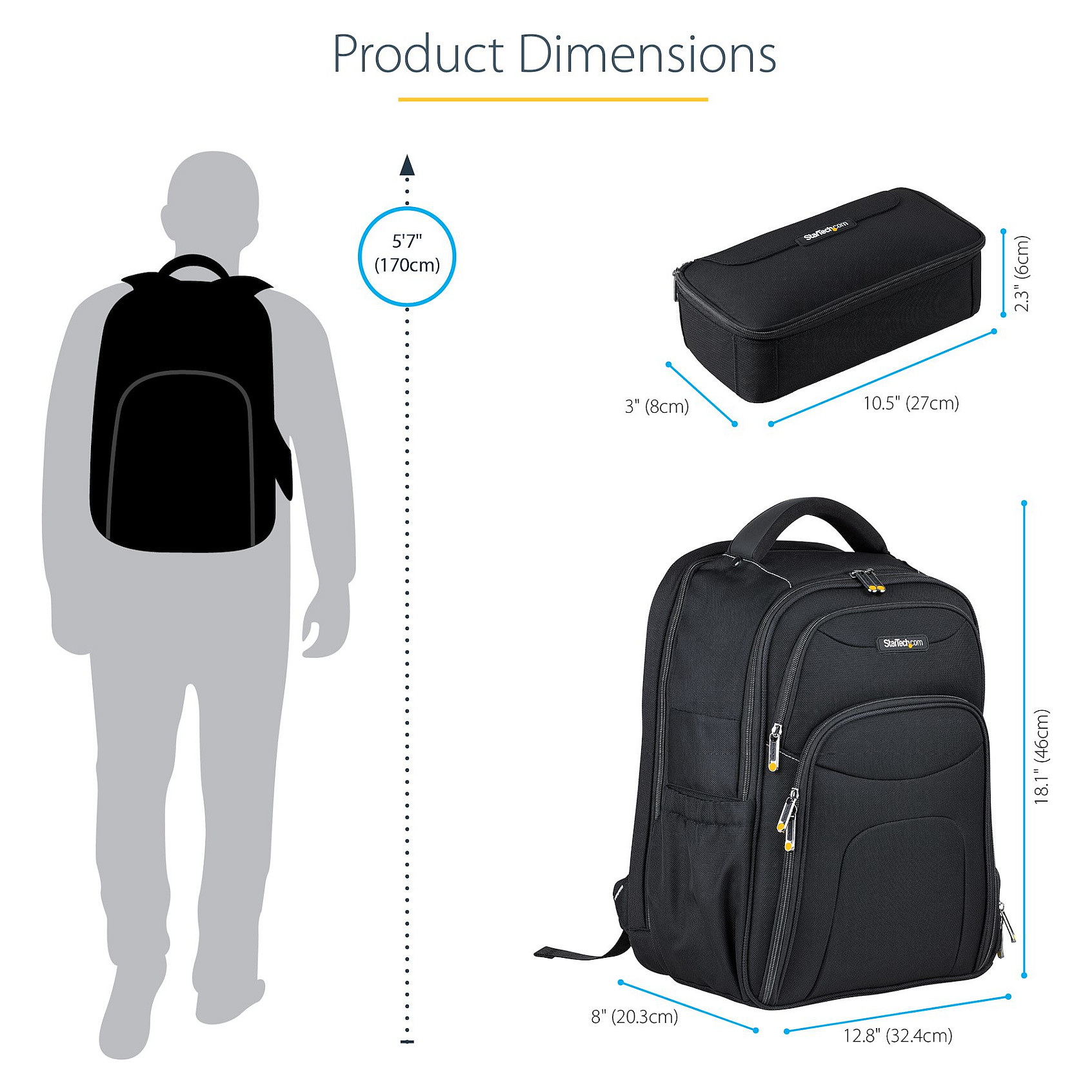 Ruksak za prijenosno računalo STARTECH.COM 17.3" s odvojivim organizatorom dodataka-21