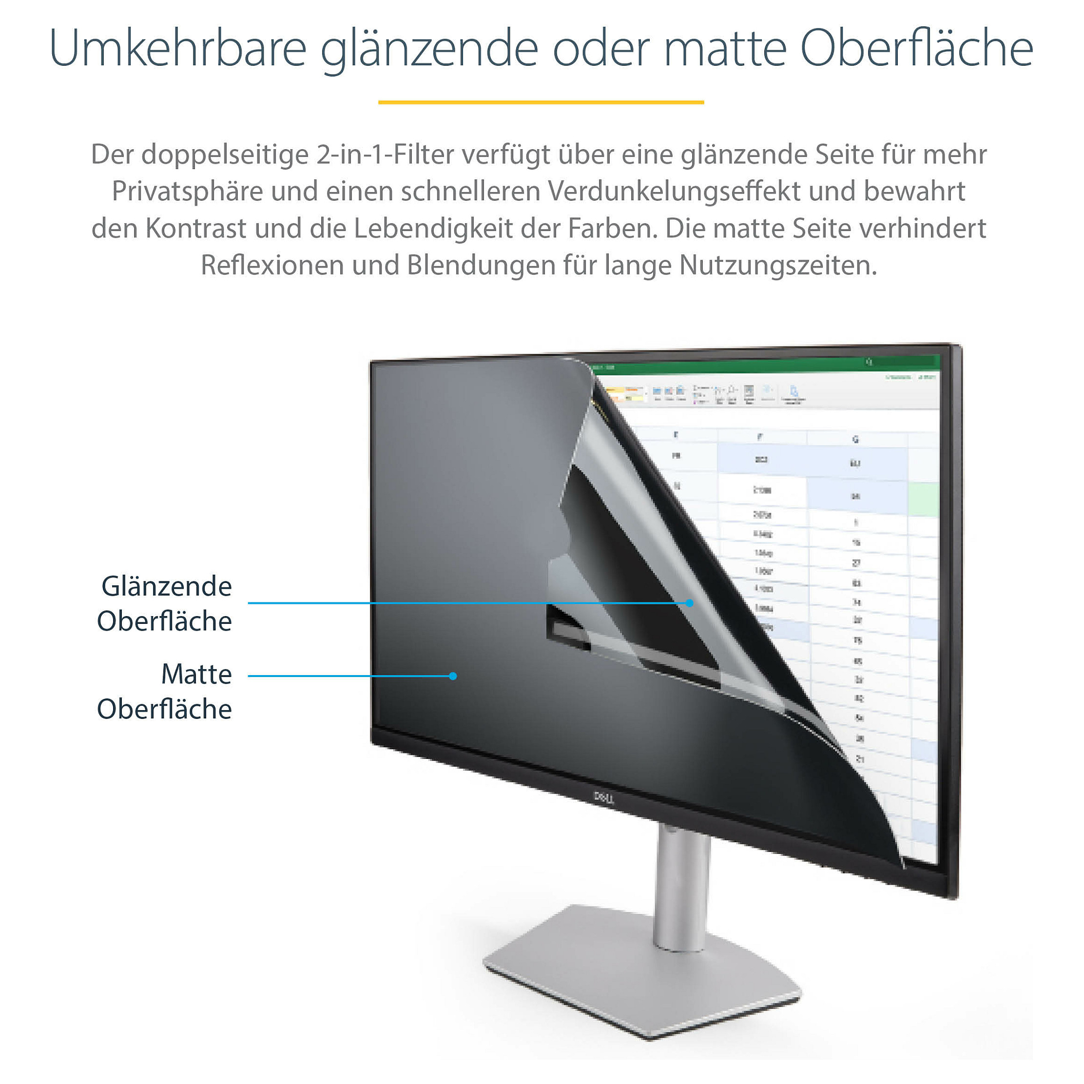 Zaštita privatnosti zaslona monitora STARTECH.COM (za PC zaslon od 24 inča, računalna sigurnosna filter zaslona, smanjuje plavo svjetlo zaslon zaštitnik filma,-21