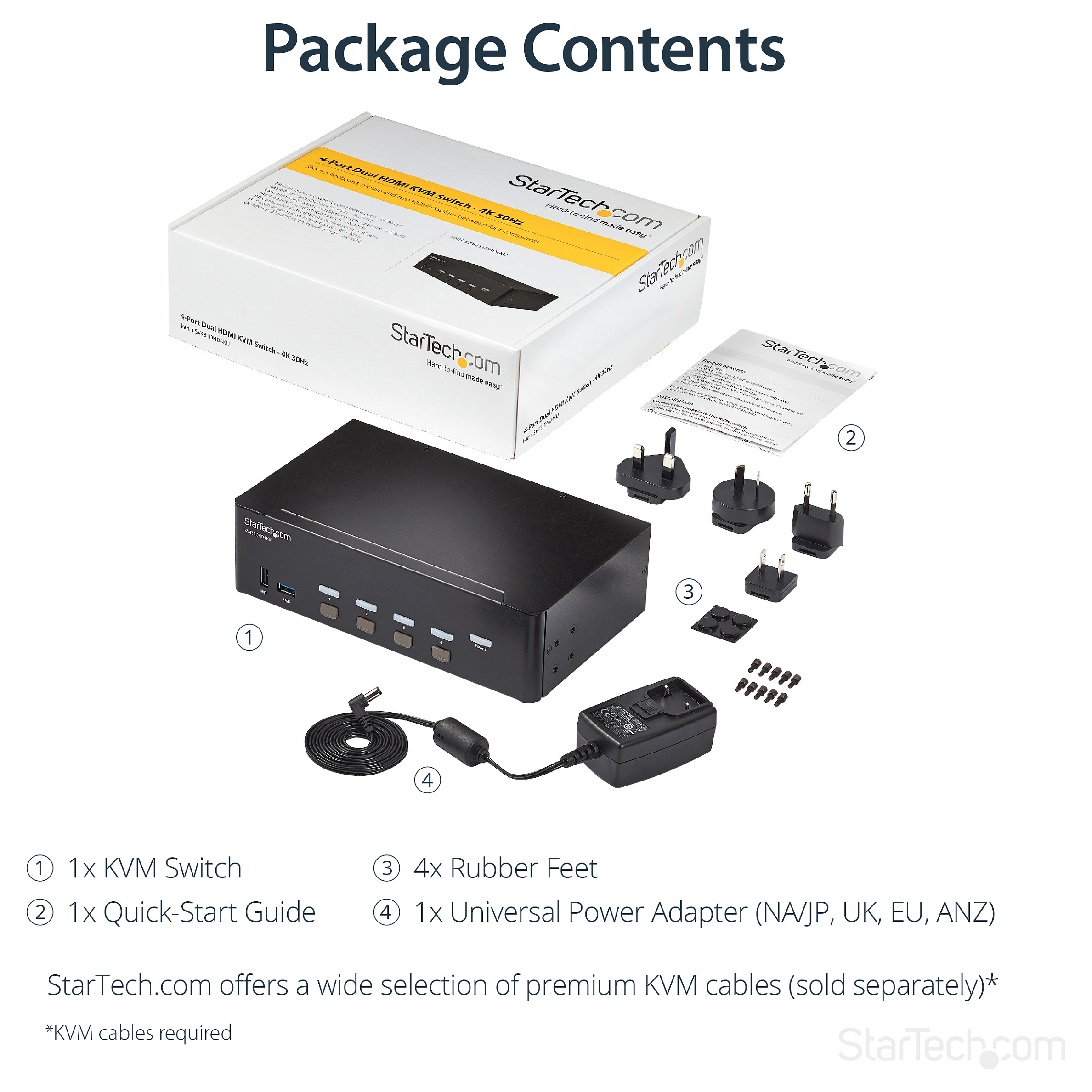 KVM Switch STARTECH.COM SV431DHD4KU (4-portni, HDMI, 4K 30Hz, USB 3.0 Hub, Audio)-7