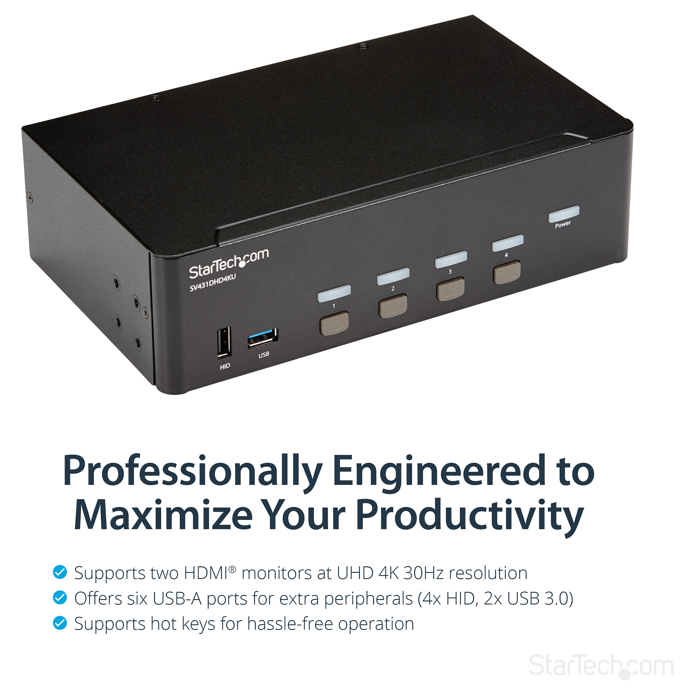 KVM Switch STARTECH.COM SV431DHD4KU (4-portni, HDMI, 4K 30Hz, USB 3.0 Hub, Audio)-14