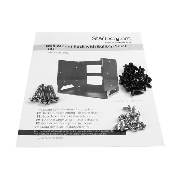 StarTech.com 8U Open Frame Wall Mount Network Rack w/ Built in Shelf - 2-Post Adjustable Depth (12" to 18") Equipment Rack - 75.2lbs (WALLSHELF8U) - rack (wall mount) - 8U-11