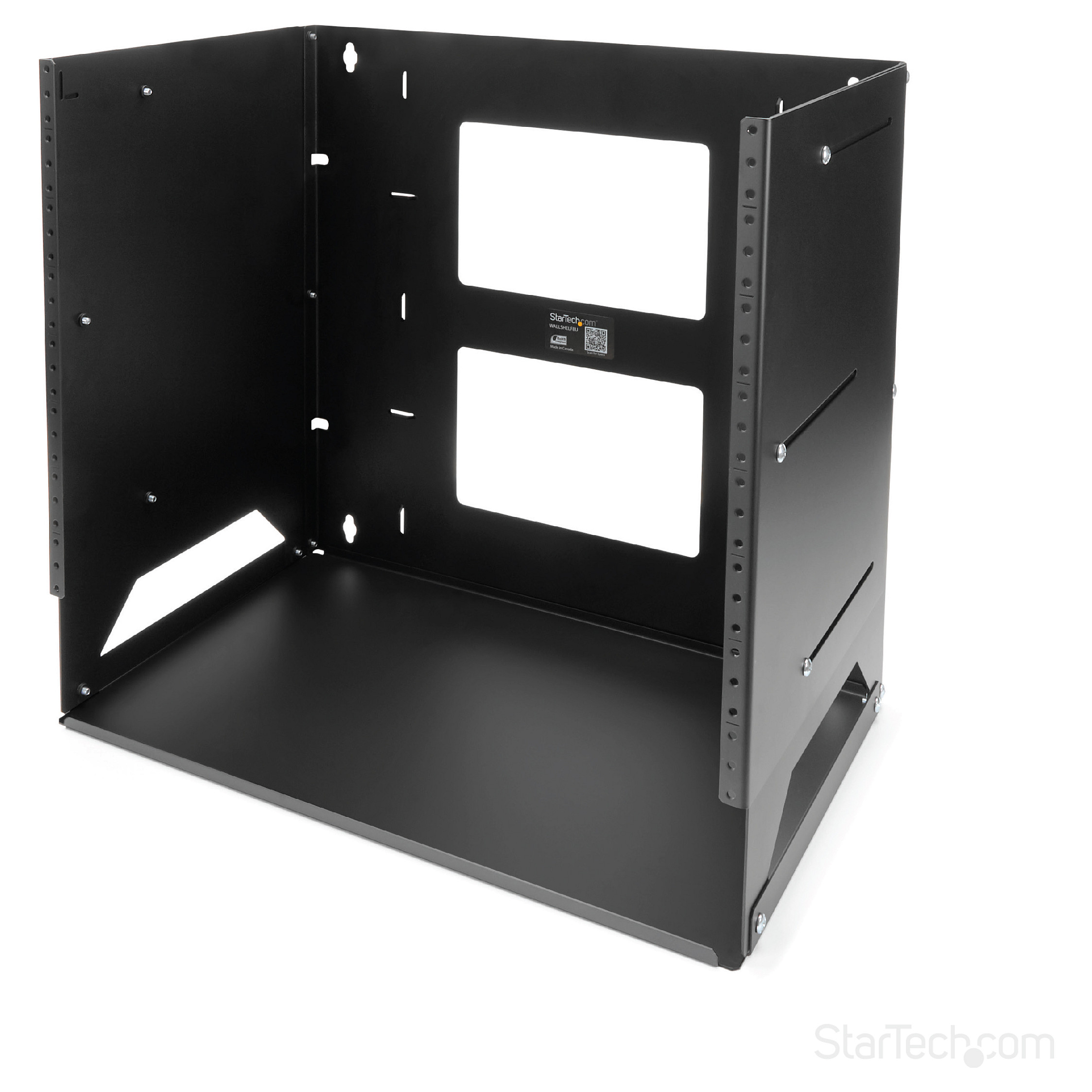 StarTech.com 8U Open Frame Wall Mount Network Rack w/ Built in Shelf - 2-Post Adjustable Depth (12" to 18") Equipment Rack - 75.2lbs (WALLSHELF8U) - rack (wall mount) - 8U-12