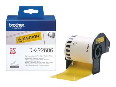 Rola s film naljepnicama BROTHER DK-22606 (62 mm x 15.24 m, crna na žutoj)-1