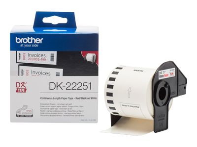 Kontinuirane naljepnice BROTHER DK-22251 (62 mm x 15.24 m, crveno/crno na bijelo)-0