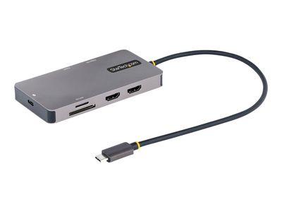 USB C višenamjenski adapter STARTECH.COM (dvostruki HDMI video, 4K 60Hz, 2-portni 5Gbps USB-A hub, 100W napajanje prolaznim punjenjem, GbE, SD/MicroSD)-0