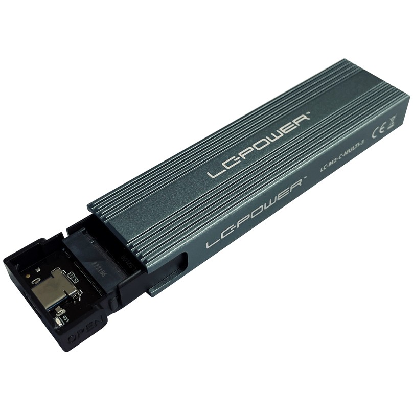 Kučište za skladištenje s RGB osvjetljenjem LC POWER LC-M2-C-Multi-3 (2.5" NVMe & SATA HDD/SSD, USB 3.2)-5