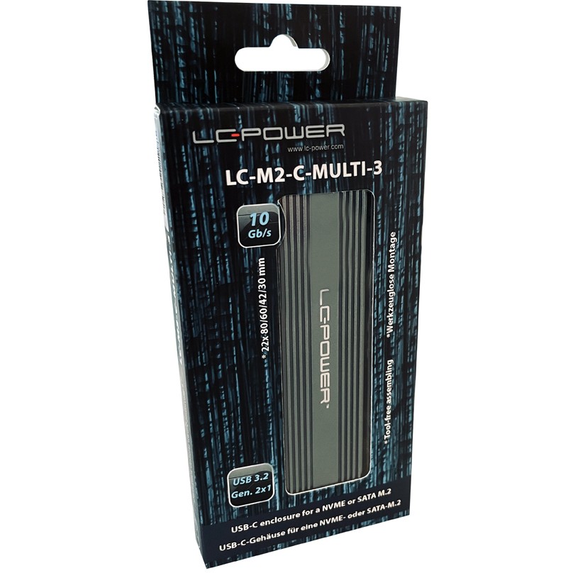 Kučište za skladištenje s RGB osvjetljenjem LC POWER LC-M2-C-Multi-3 (2.5" NVMe & SATA HDD/SSD, USB 3.2)-8