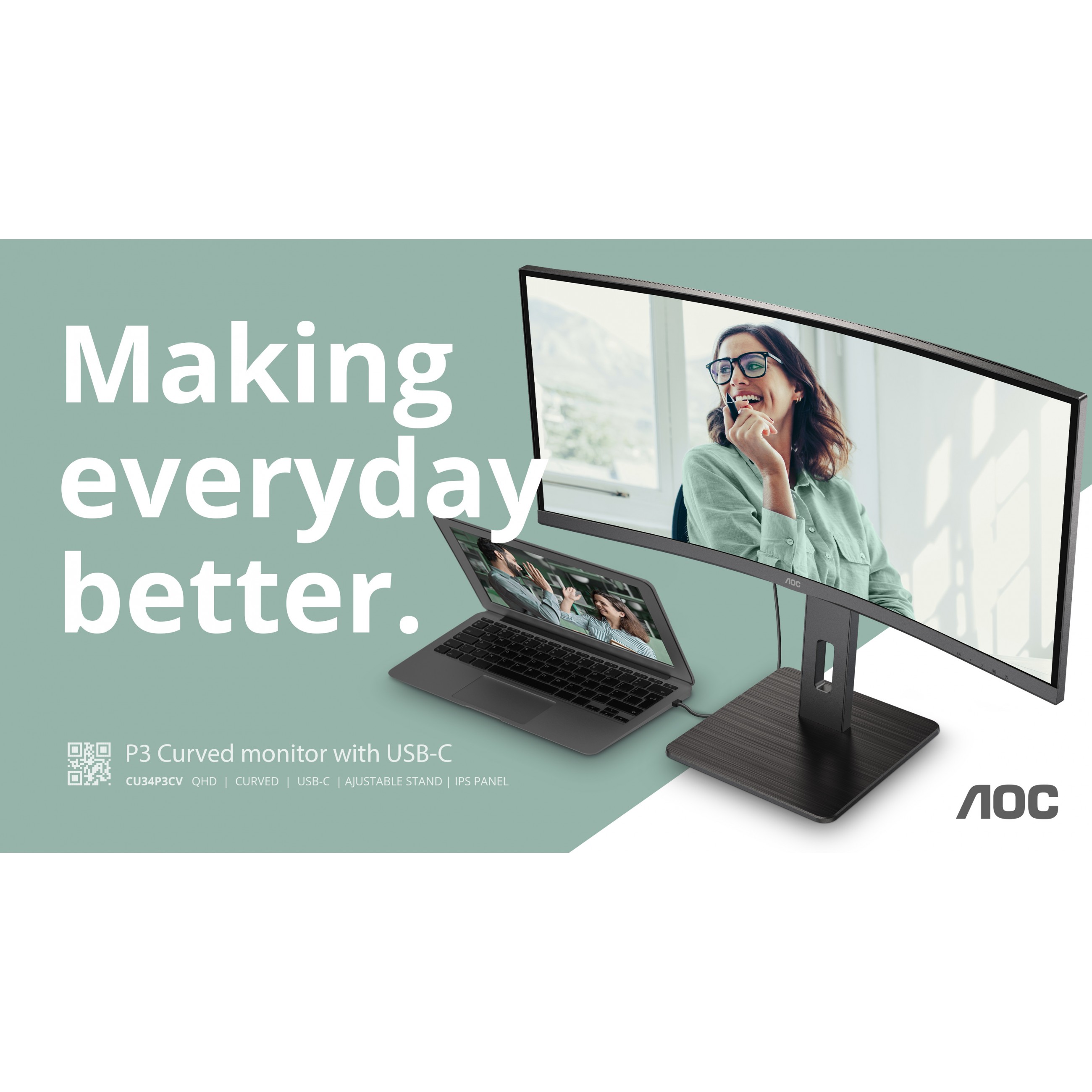 Monitor AOC CU34P3CV (34" VA, 100Hz, 3440x1440 UWQHD, zakrivljeni) crni-19