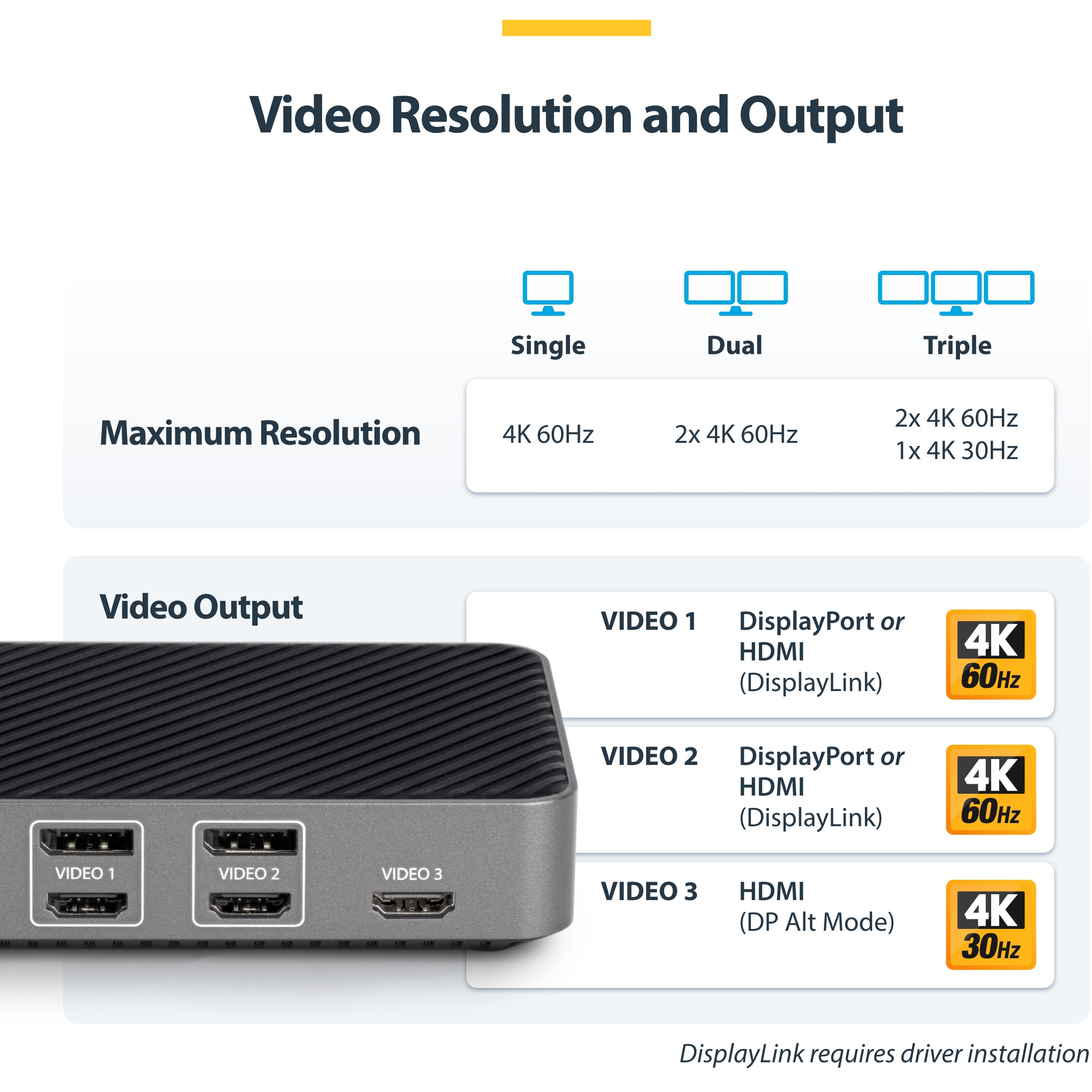 Docking stanica STARTECH.COM USB-C trostruka (hdmi, dp, trostruki 4k, 5x usb hub, gbe, 100w pd, univerzalna, tb 3/4 kompatibilna)-9