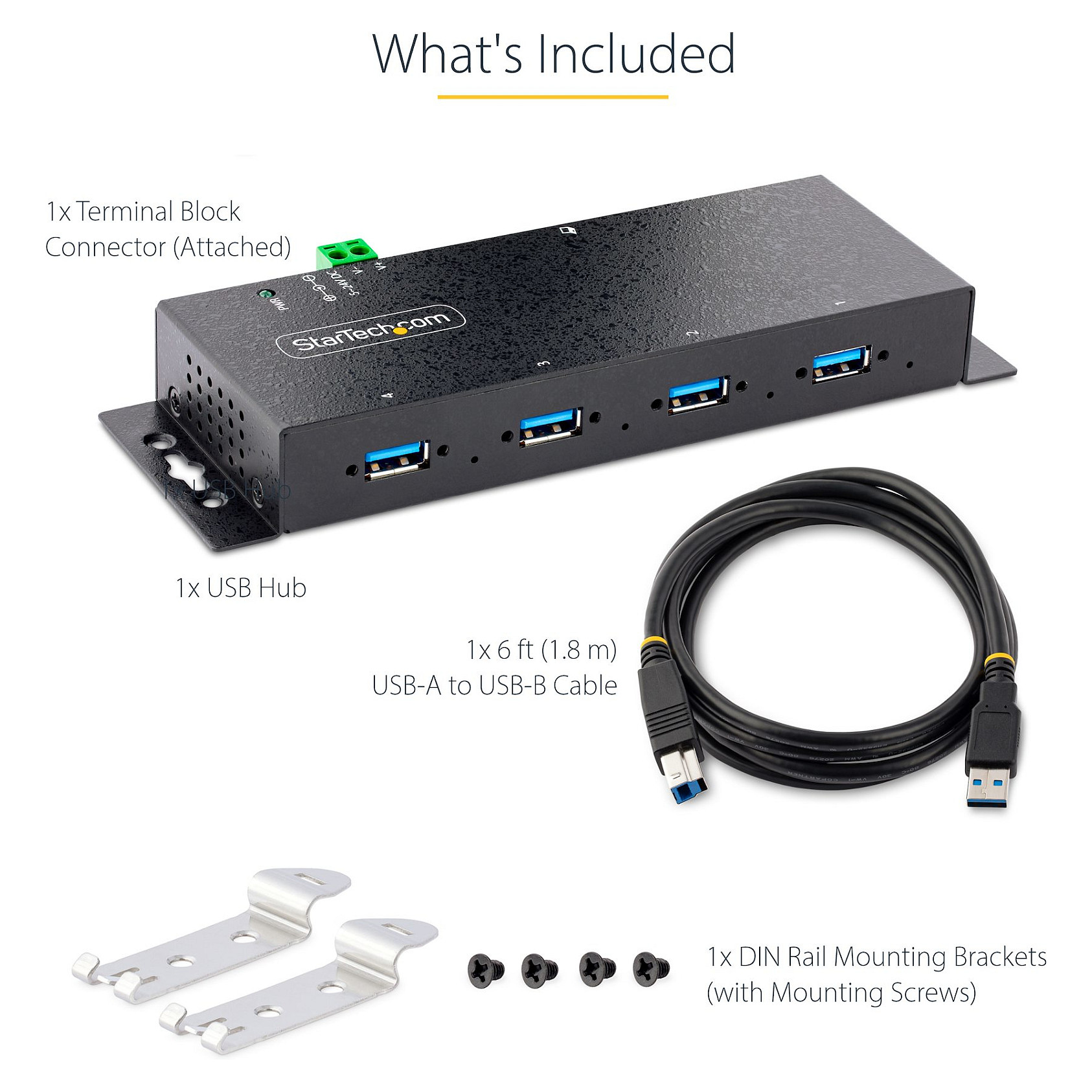 Industrijski USB hub STARTECH.COM (s 4 priključka, USB 3.0 5Gbps hub, robusni USB hub s 15kV zračnom/8kV kontaktom ESD i zaštitom od udara, DIN/zid/stol-17