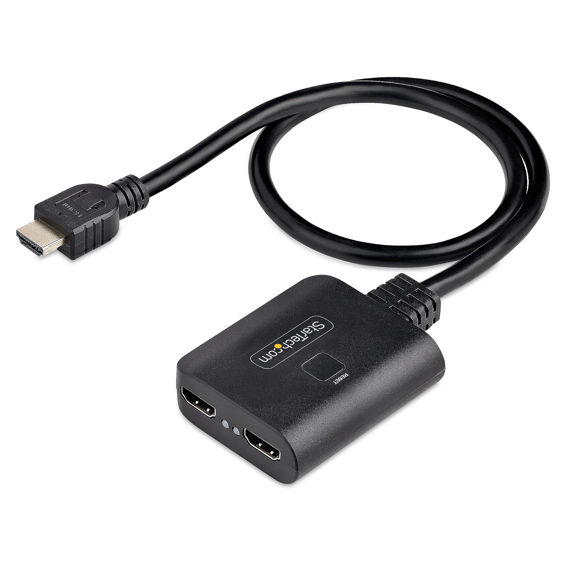 HDMI razdjelnik STARTECH.COM s dva priključka, 4K 60Hz HDMI 2.0 video, HDMI razdjelnik od jednog ulaza do dva izlaza, HDR/HDCP - ugrađeni HDMI kabel od20in-6