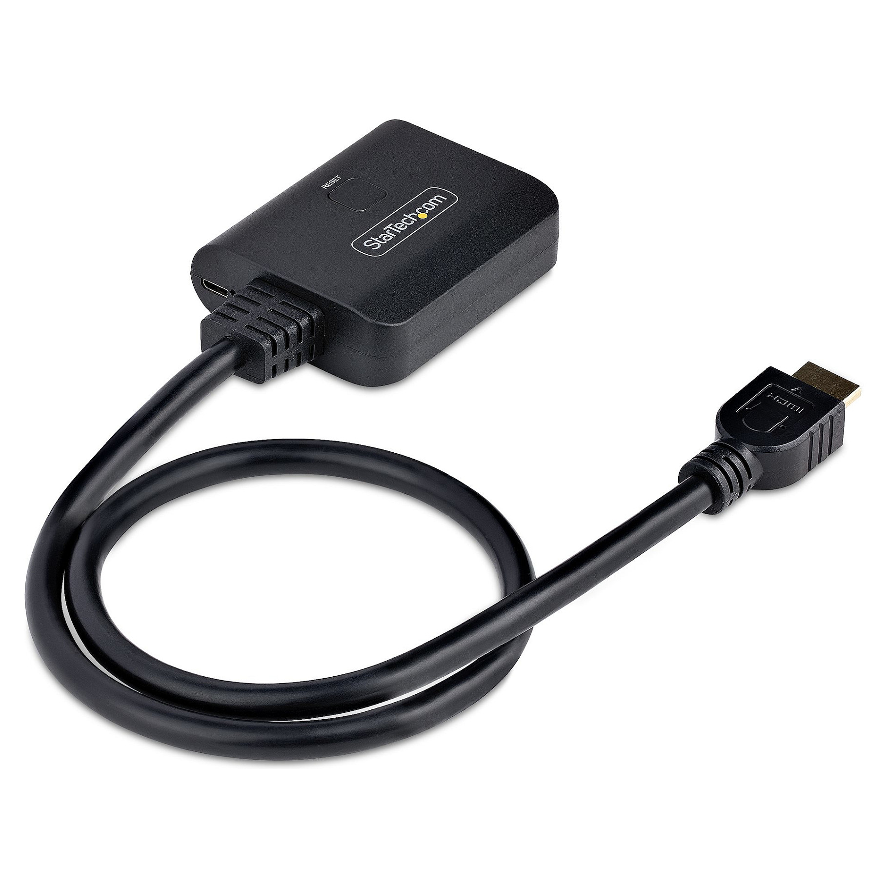 HDMI razdjelnik STARTECH.COM s dva priključka, 4K 60Hz HDMI 2.0 video, HDMI razdjelnik od jednog ulaza do dva izlaza, HDR/HDCP - ugrađeni HDMI kabel od20in-7