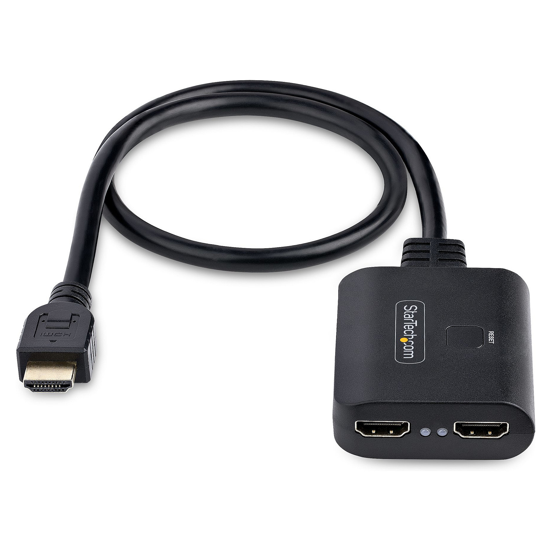 HDMI razdjelnik STARTECH.COM s dva priključka, 4K 60Hz HDMI 2.0 video, HDMI razdjelnik od jednog ulaza do dva izlaza, HDR/HDCP - ugrađeni HDMI kabel od20in-8