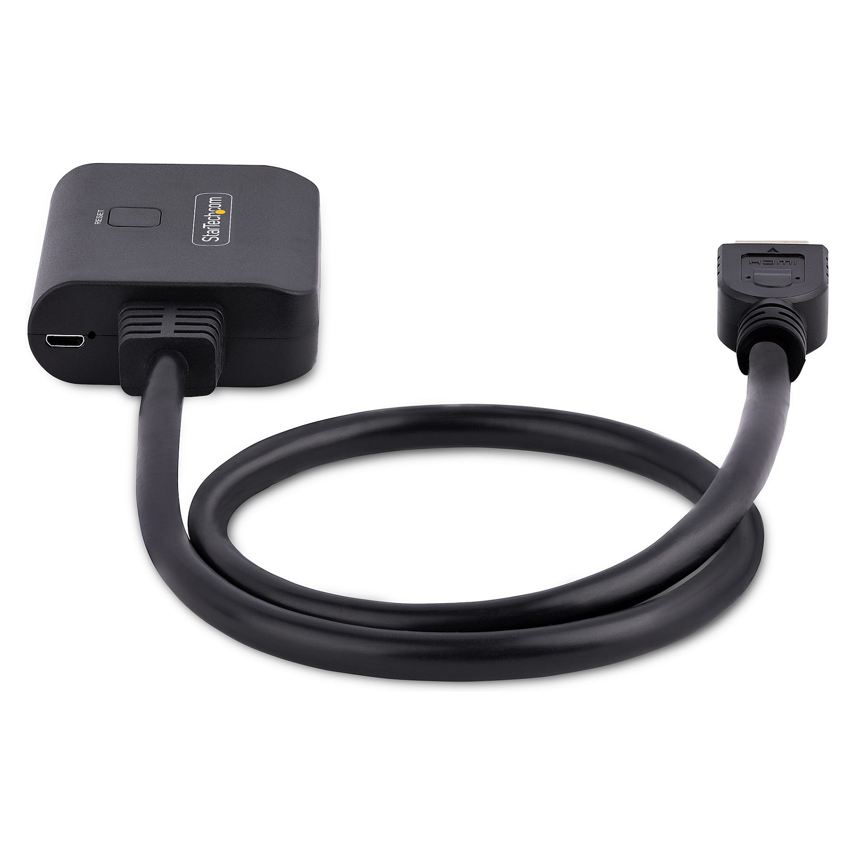 HDMI razdjelnik STARTECH.COM s dva priključka, 4K 60Hz HDMI 2.0 video, HDMI razdjelnik od jednog ulaza do dva izlaza, HDR/HDCP - ugrađeni HDMI kabel od20in-9