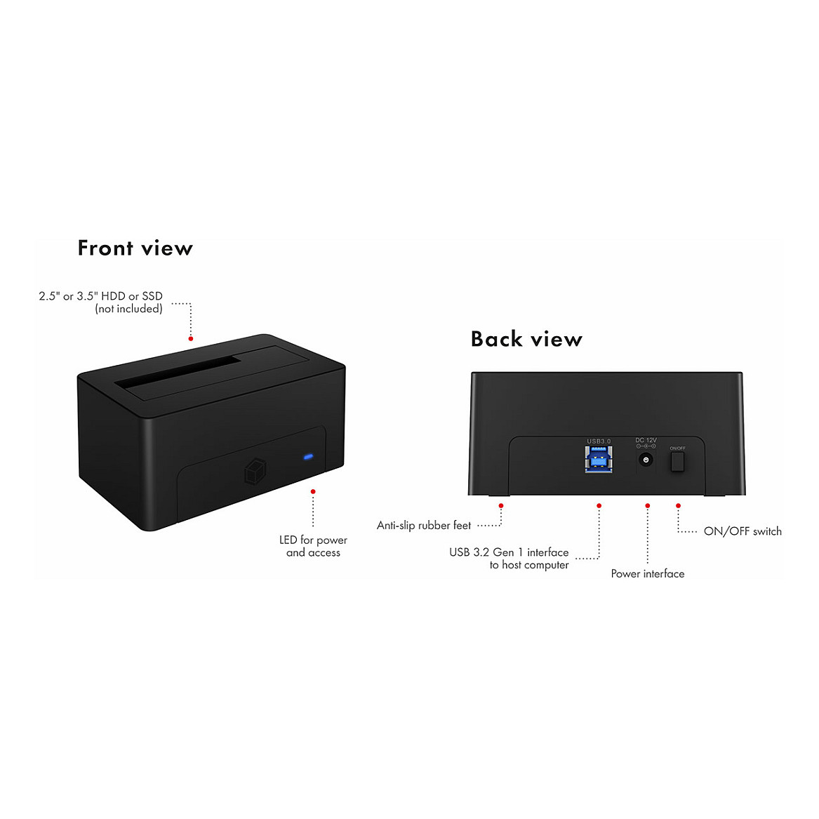 Postaja za spajanje ICY BOX IB-1121-U3 (sata 6Gb/s, usb 3.2 (gen 1))-12