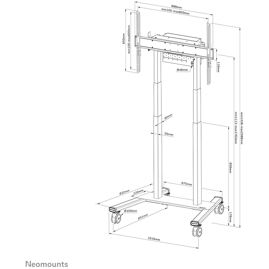 Motorni mobilni stalak NEOMOUNTS Motorised Mobile Stand FL55-875BL1 crna-13