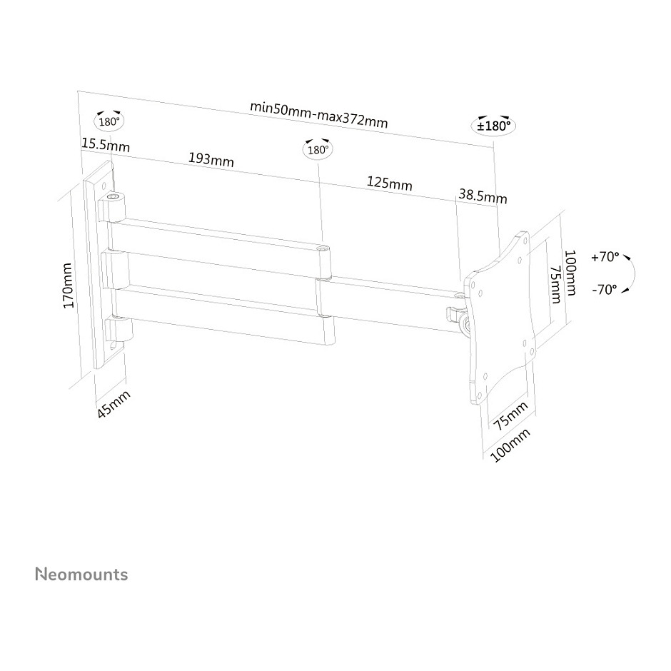 Nosač za TV zidni NEOMOUNTS FPMA-W830 (10"- 27", do 12 kg, nagib 20°, zakret 180°)-16