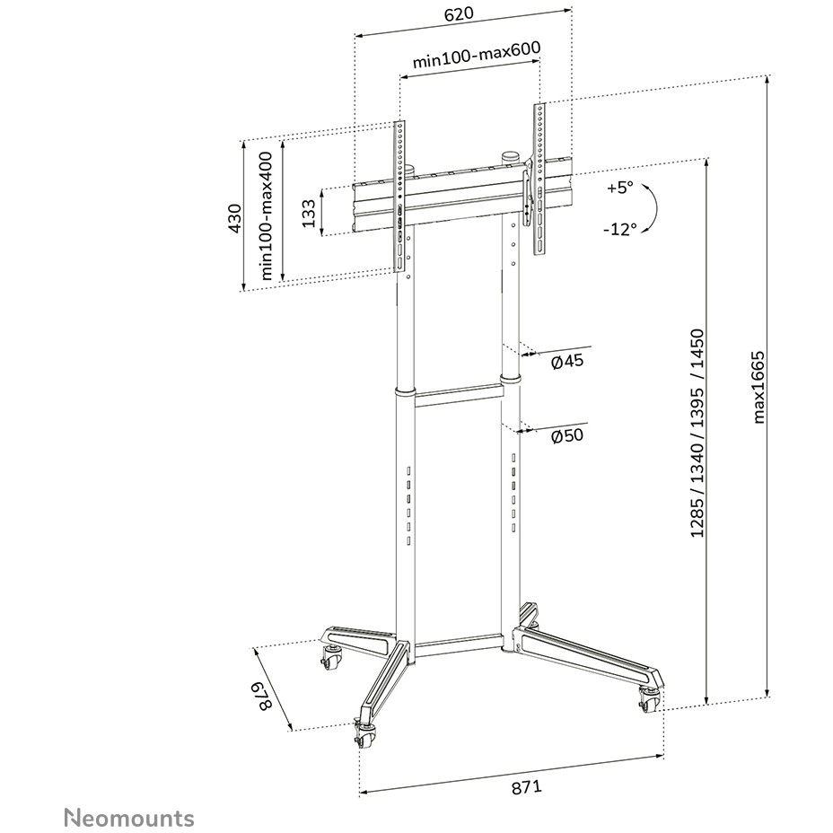 Stalak za TV podni prijenosni NEOMOUNTS FL50-540BL1 (37"- 70", do 50 kg, nagib 17°, za ravan panel)-17