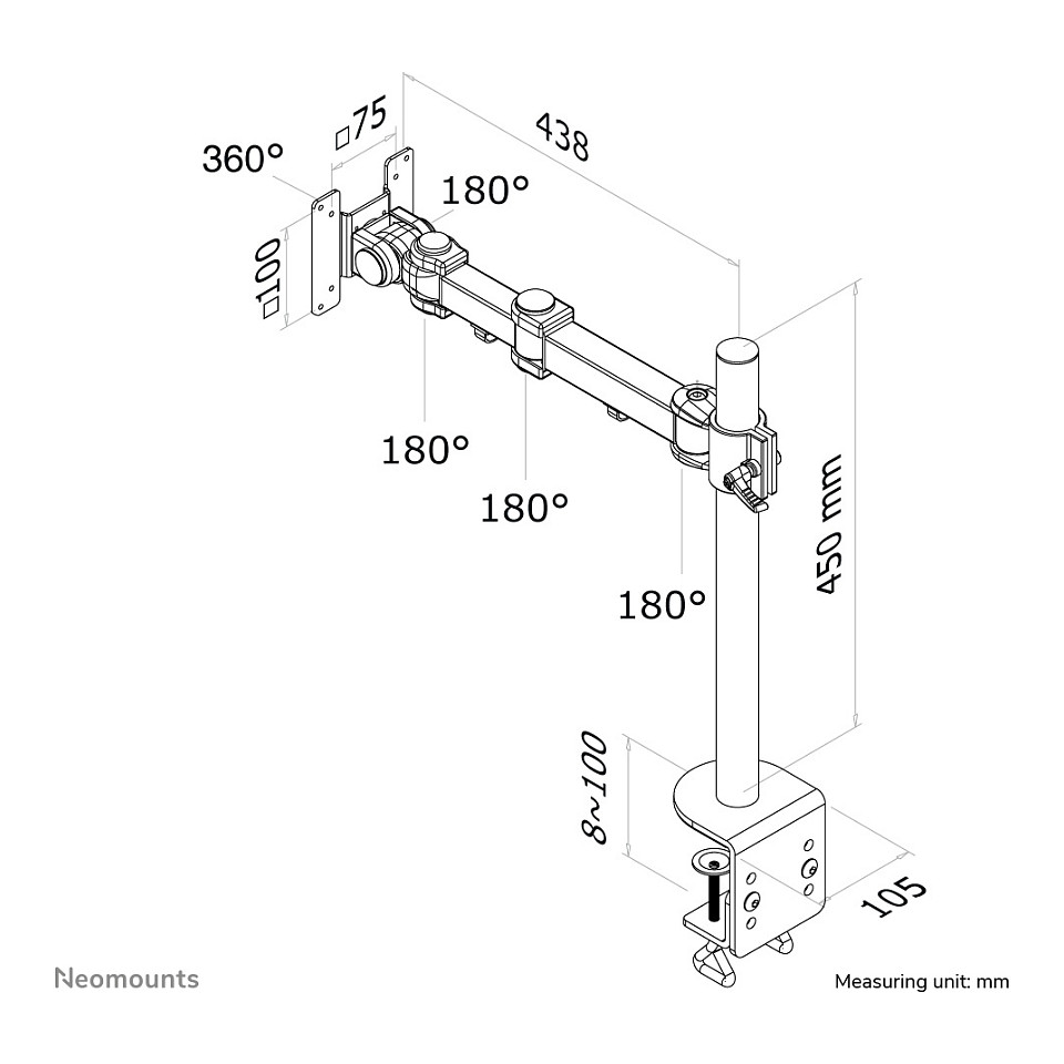 Stolni nosač za monitor NEOMOUNTS FPMA-D960 (10"-30", VESA 75x75/100x100, do 10 kg)-10