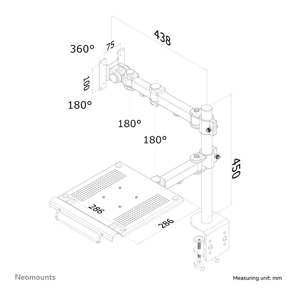 Nosač monitora NEOMOUNTS FPMA-D960NOTEBOOK (uz stalak za laptop) crni-9