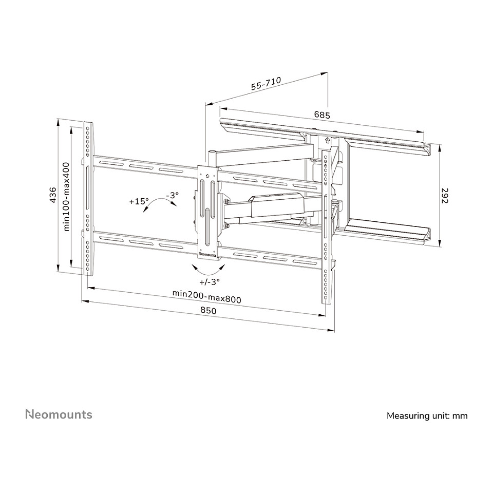 Nosač za TV zidni NEOMOUNTS WL40-550BL18 (43"- 75", do 45 kg, nagib -3° 15°, zakret 54°)-41