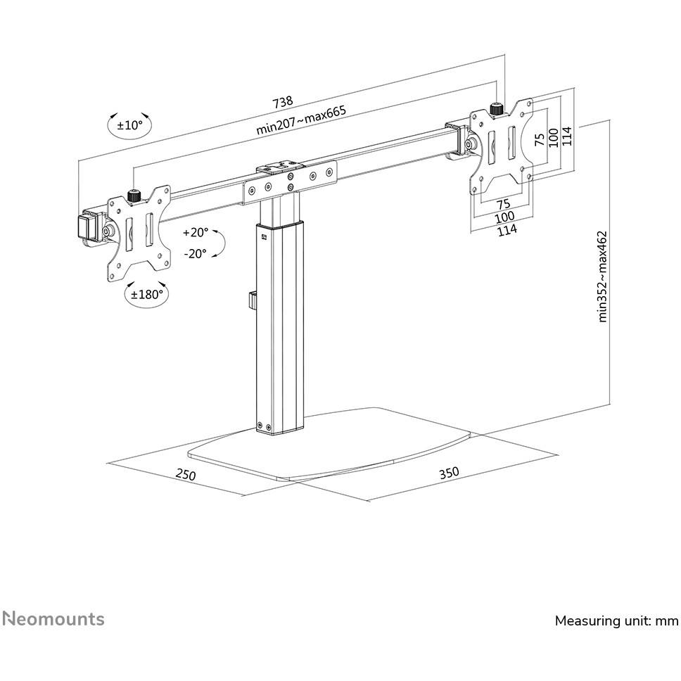Stativ s punim pokretom, NEWSTAR, FPMA-D865D (full-motion, dvostruki)-15