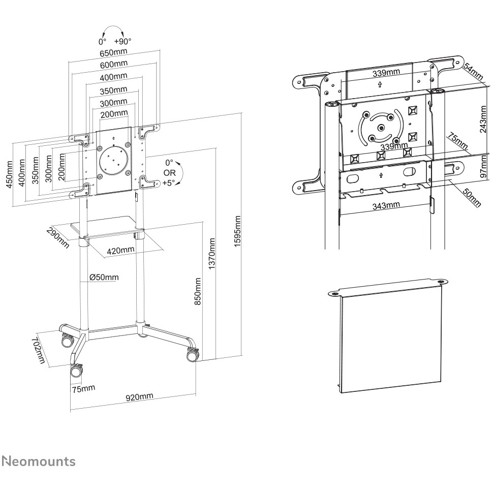 Kolica NEOMOUNTS NS-M1250 (za ravan panel) bijela-20