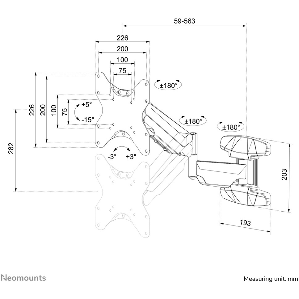 Komplet za montažu NEOMOUNTS WL70-550BL12 (full-motion, za TV) crna-13