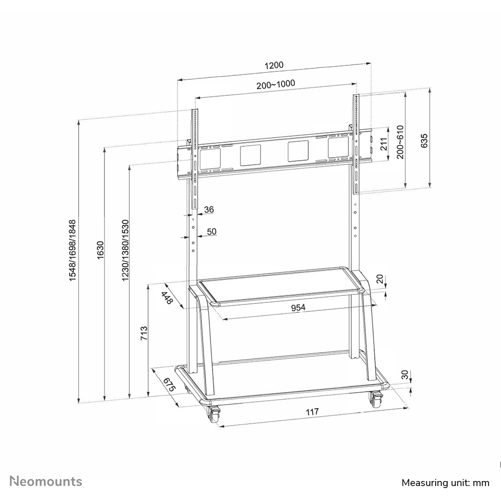 Kolica za LCD zaslon / AV sustav NEOMOUNTS NS-M4000 crna-17