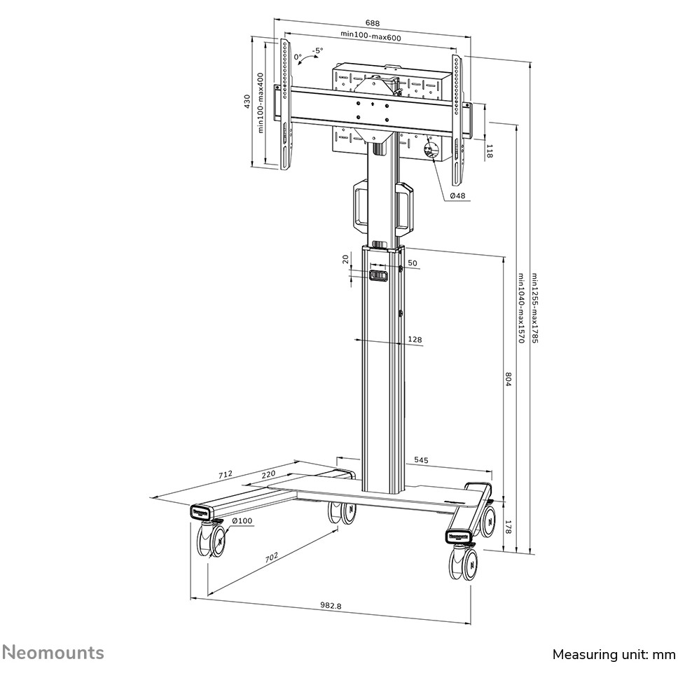 Kolica NEOMOUNTS Select (za ravan panel) crna-24