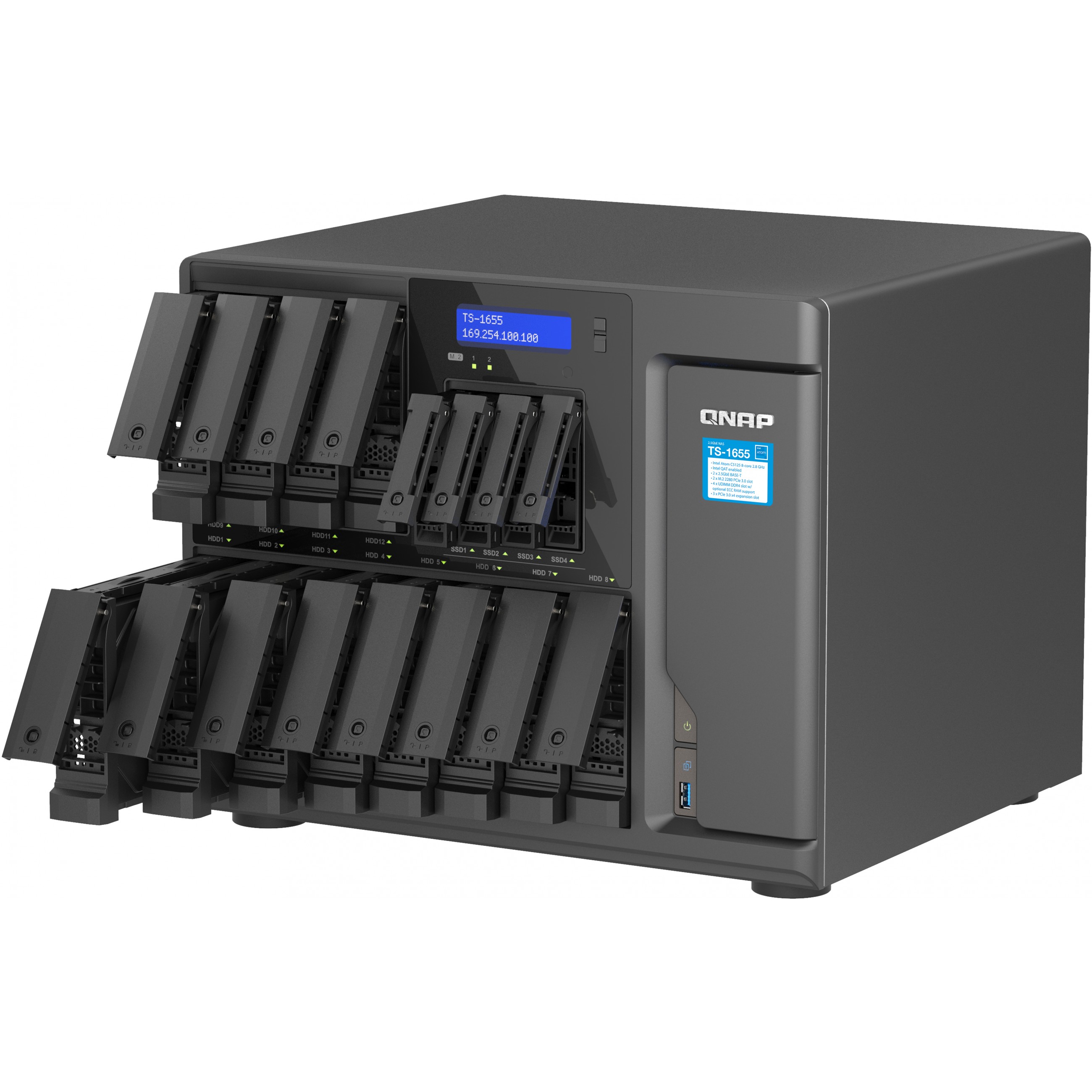 Poslužitelj NAS QNAP TS-1655 (12x 3.5" SATA, 4x 2.5" SATA, 8-core Intel Processor)-2