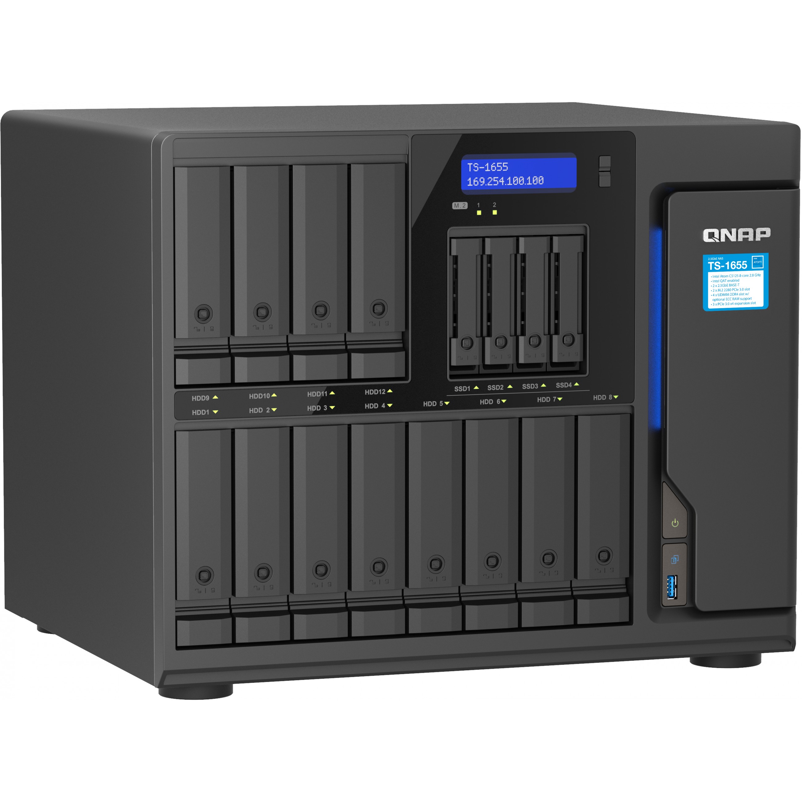 Poslužitelj NAS QNAP TS-1655 (12x 3.5" SATA, 4x 2.5" SATA, 8-core Intel Processor)-7