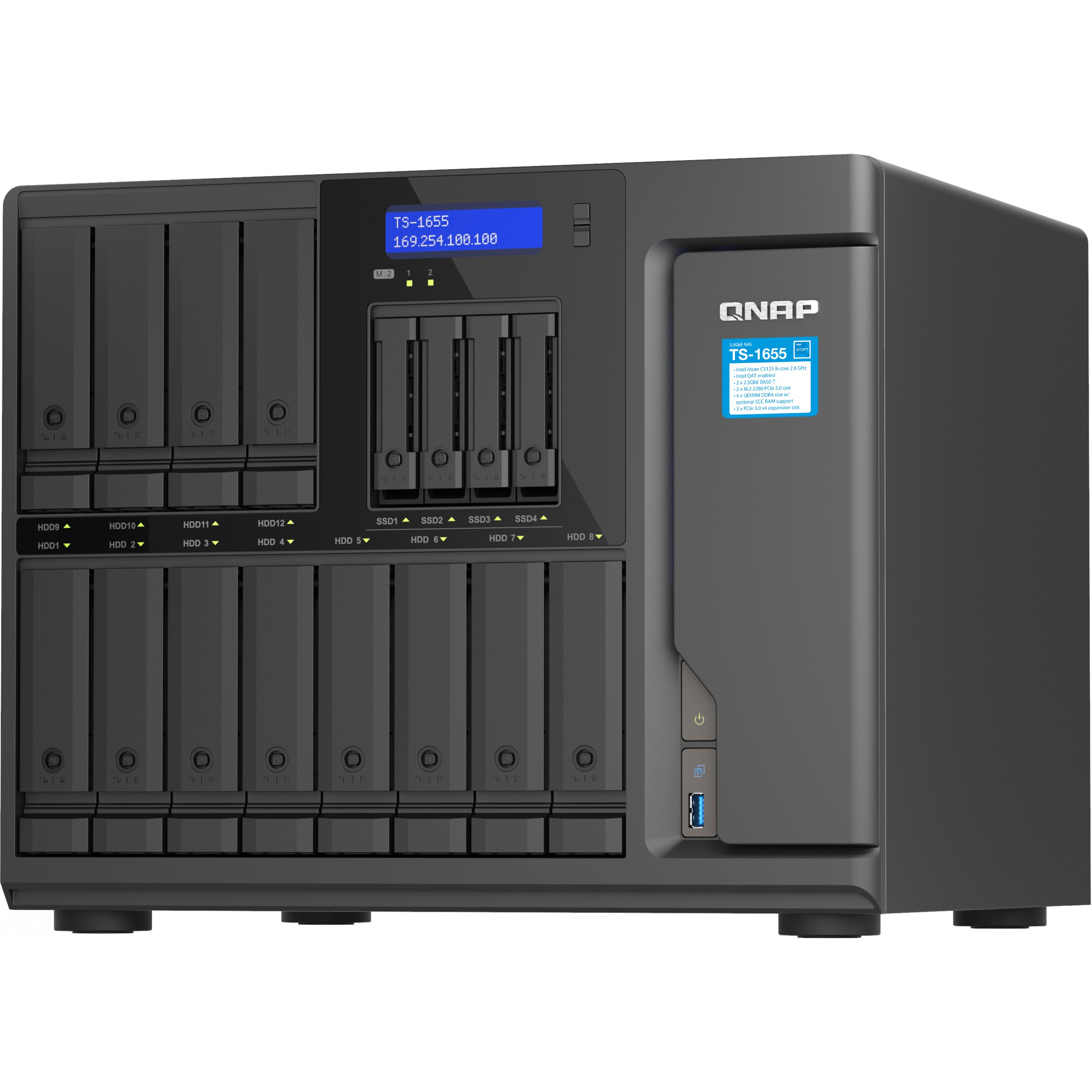 Poslužitelj NAS QNAP TS-1655 (12x 3.5" SATA, 4x 2.5" SATA, 8-core Intel Processor)-8