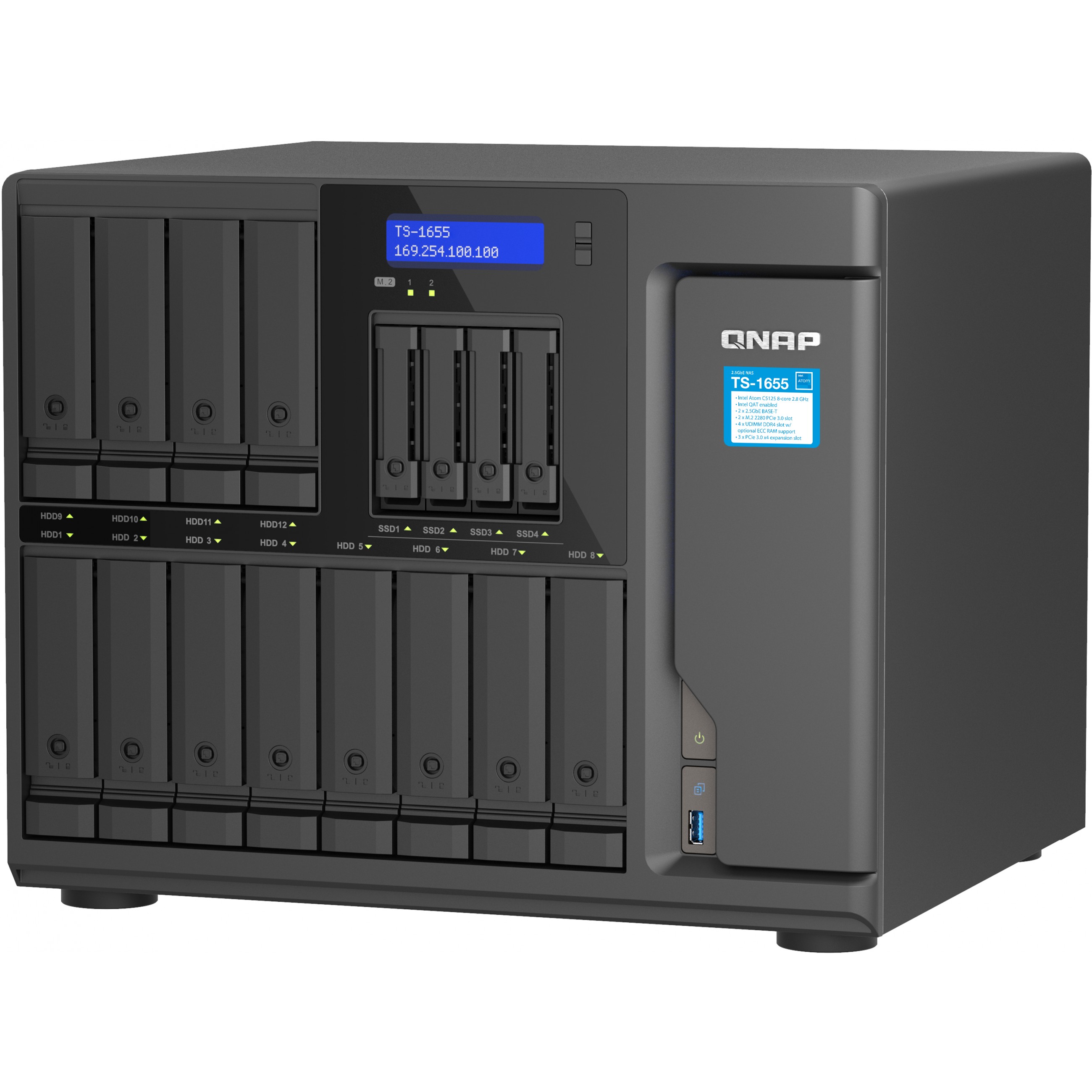 Poslužitelj NAS QNAP TS-1655 (12x 3.5" SATA, 4x 2.5" SATA, 8-core Intel Processor)-9