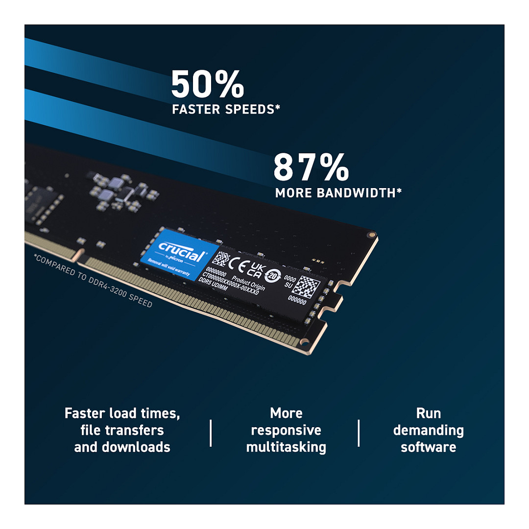 RAM memorija CRUCIAL (64 GB: 2 x 32 GB, DDR5, DIMM 288-pin, 5600 MHz / PC5-44800, unbuffered)-4