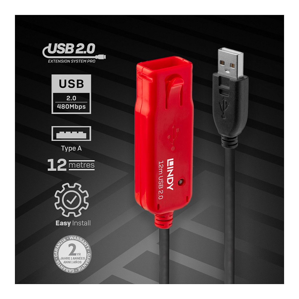 Kabel za produžetak USB 2.0 LINDY Active Extension Cable Pro (USB kabel za produžetak, USB na USB, 12 m)-4