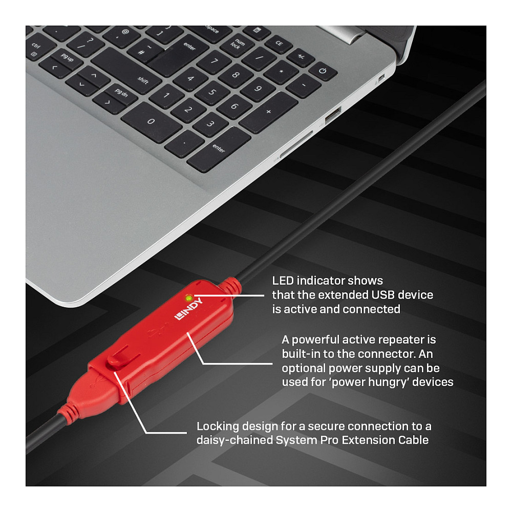Kabel za produžetak USB 2.0 LINDY Active Extension Cable Pro (USB kabel za produžetak, USB na USB, 12 m)-7
