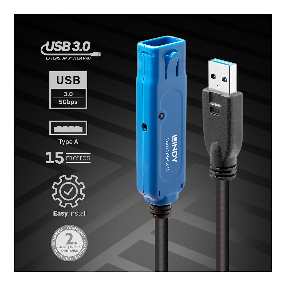Kabel za produžetak USB LINDY Pro (USB Type A na USB Type A, 15 m)-3