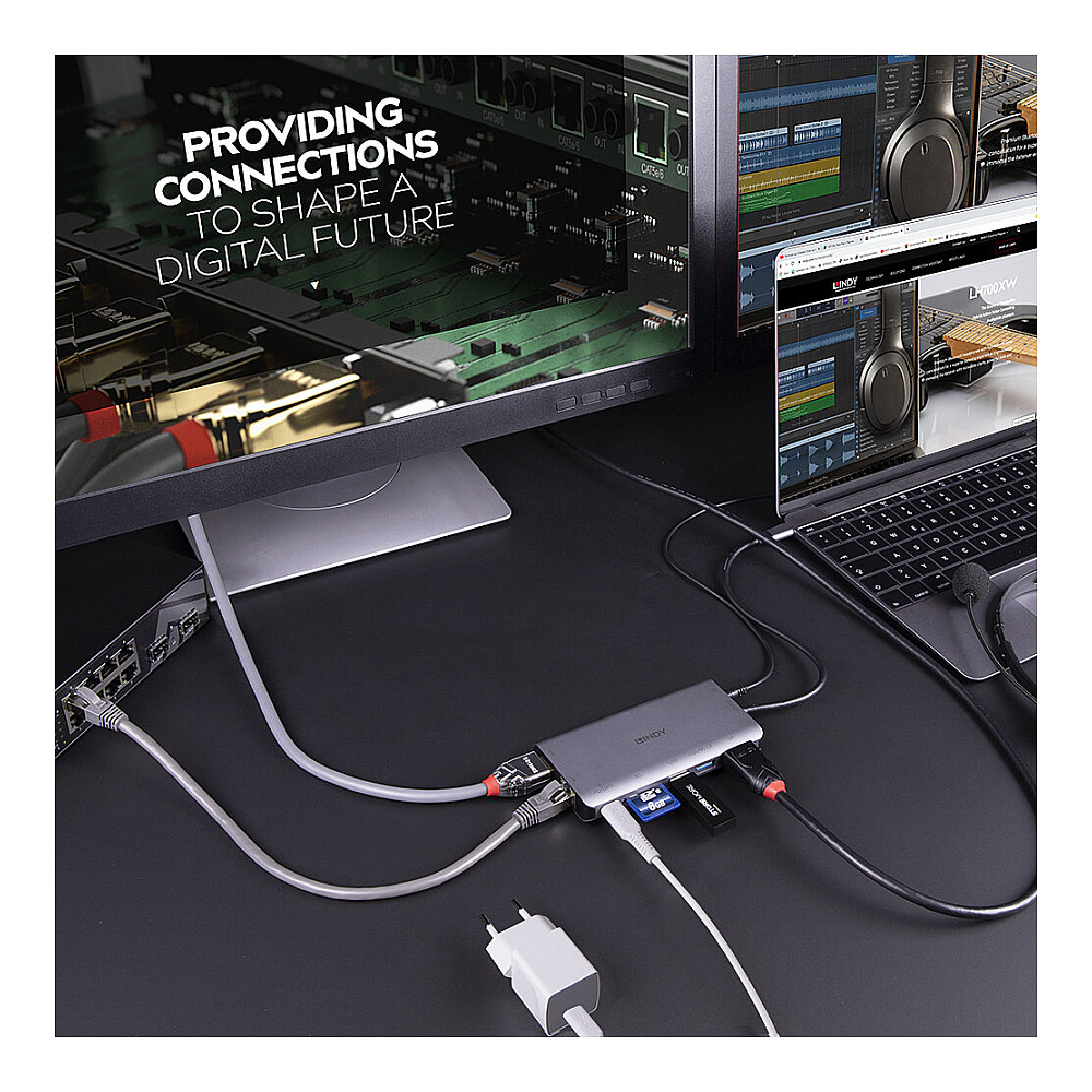 Docking stanica LINDY USB 3.2 Type C Laptop Mini Dock (USB-C 3.2, HDMI, DP, GigE)-8