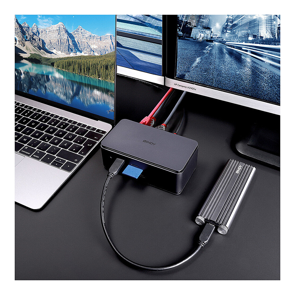Docking stanica LINDY DST-Pro (USB-C, HDMI, DP, USB-C, GigE, 10 GigE)-8