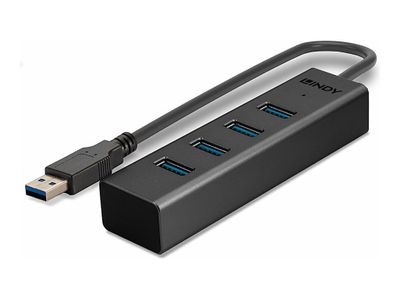 USB Hub LINDY 4-portni USB 3.0, Anthracite - 43324-2