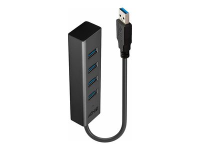 USB Hub LINDY 4-portni USB 3.0, Anthracite - 43324-0