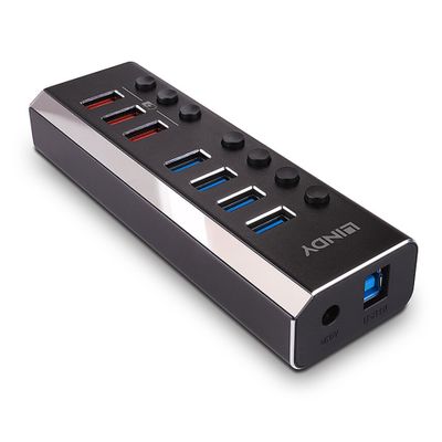 USB hub LINDY 4-portni 3.0 s 3x Quick Charge 3.0 priključka-1