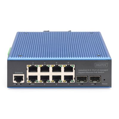 Switch DIGITUS Gigabit Ethernet PoE 8+2 (industrijski)-0