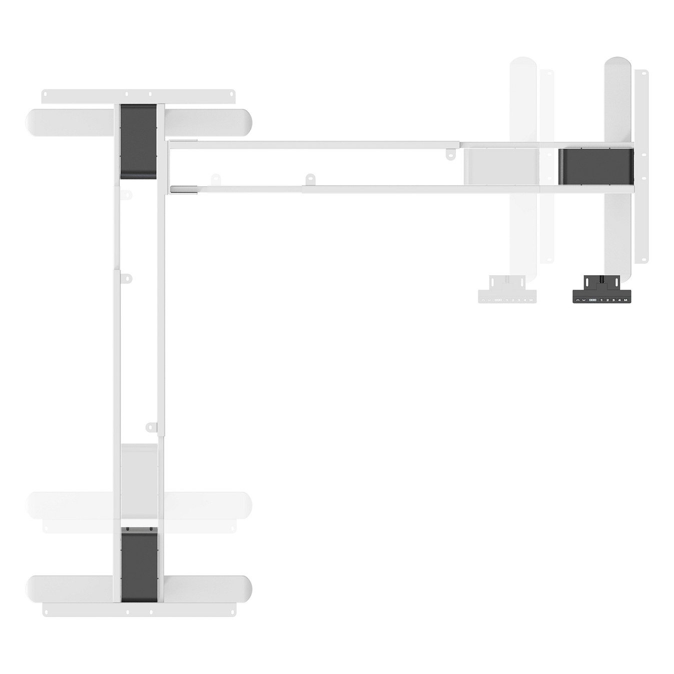 Postolje za radni stol DIGITUS DA-90407 (kutno, 3 motora, 62-128 cm, bijelo)-4
