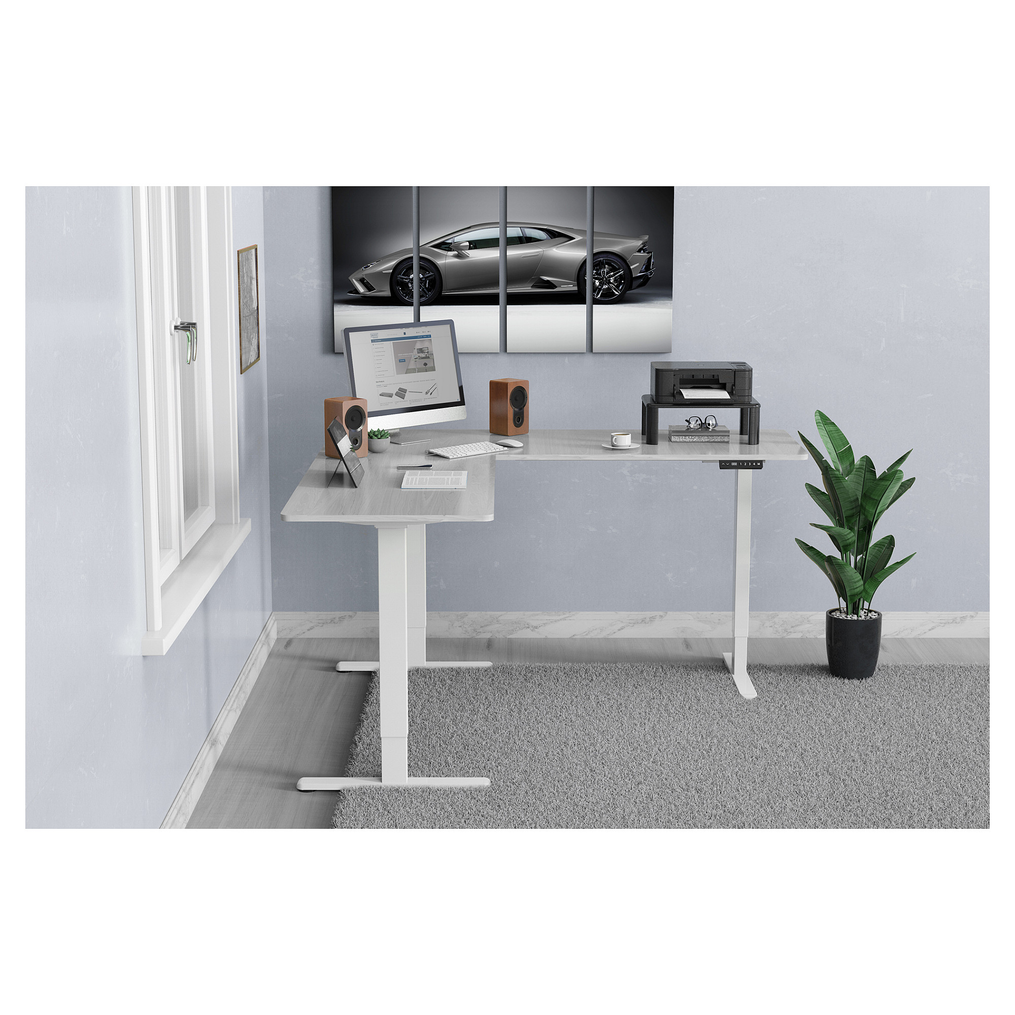 Postolje za radni stol DIGITUS DA-90407 (kutno, 3 motora, 62-128 cm, bijelo)-7