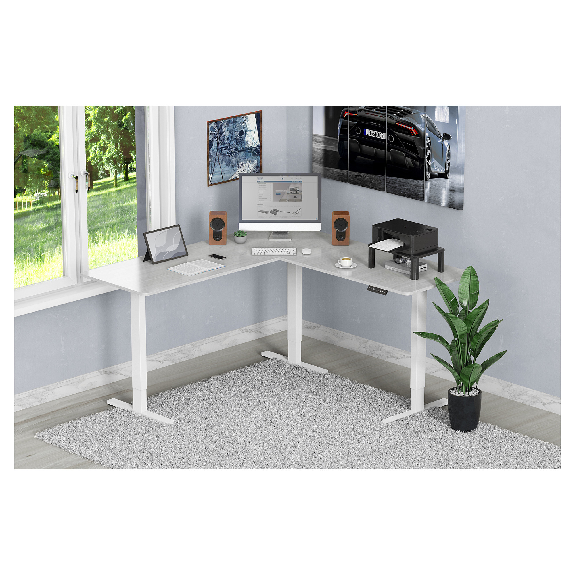 Postolje za radni stol DIGITUS DA-90407 (kutno, 3 motora, 62-128 cm, bijelo)-8