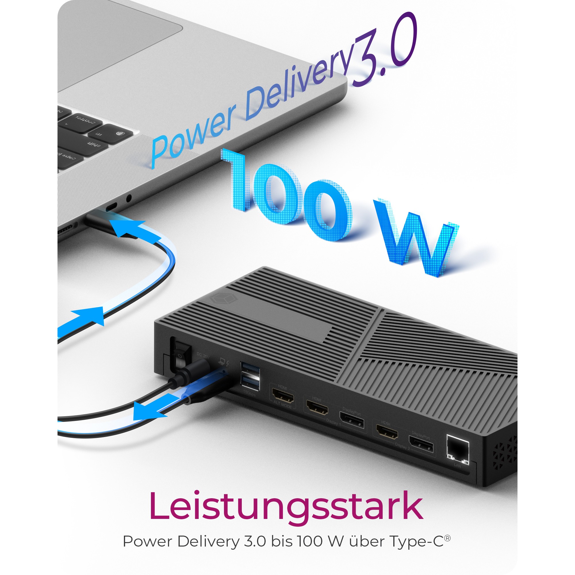 Docking stanica ICY BOX IB-DK2246AC (USB-C 3.2 Gen 2 / Thunderbolt 3 / Thunderbolt 4, 3 x HDMI, 2 x DP, GigE)-11